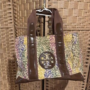 Tory Burch Ella Nylon Multicolor Oversized Tote Weekend Work Bag